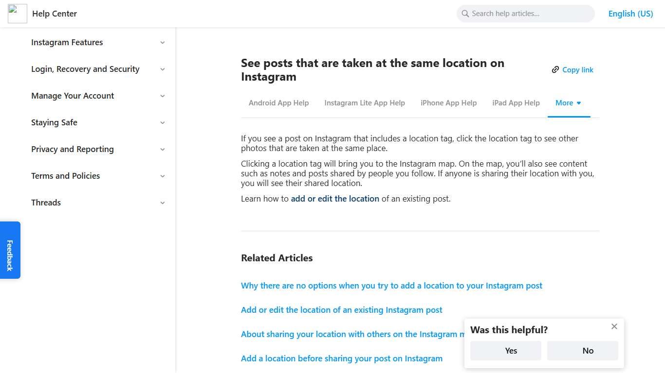 See posts that are taken at the same location on Instagram | Instagram Help Center